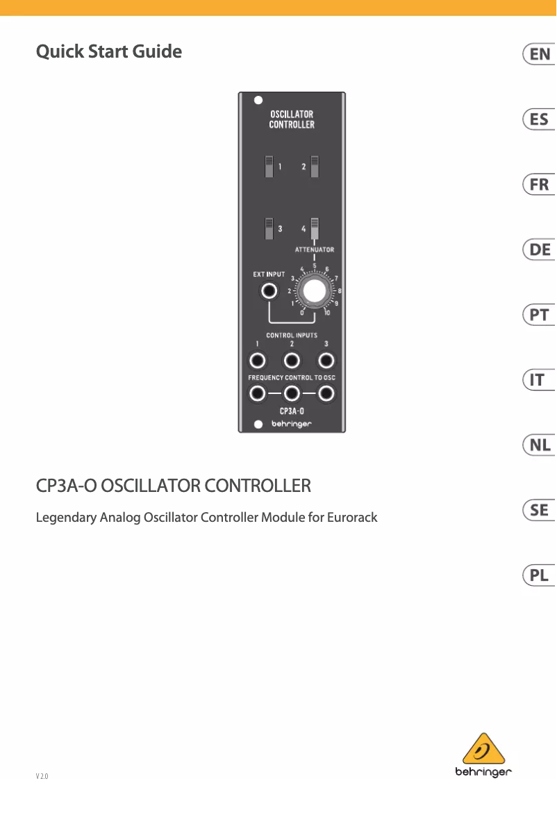 Page 1 de la notice Manuel utilisateur Behringer System 55 CP3A-O Oscillator Controller