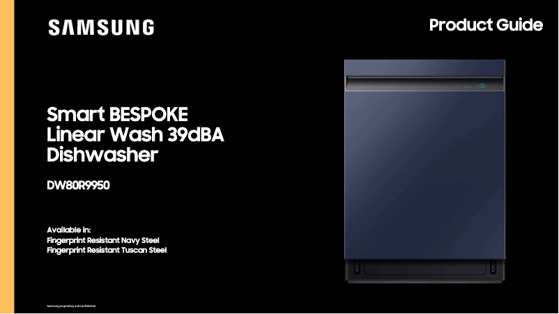 Page 1 de la notice Fiche technique Samsung DW80R9950QN