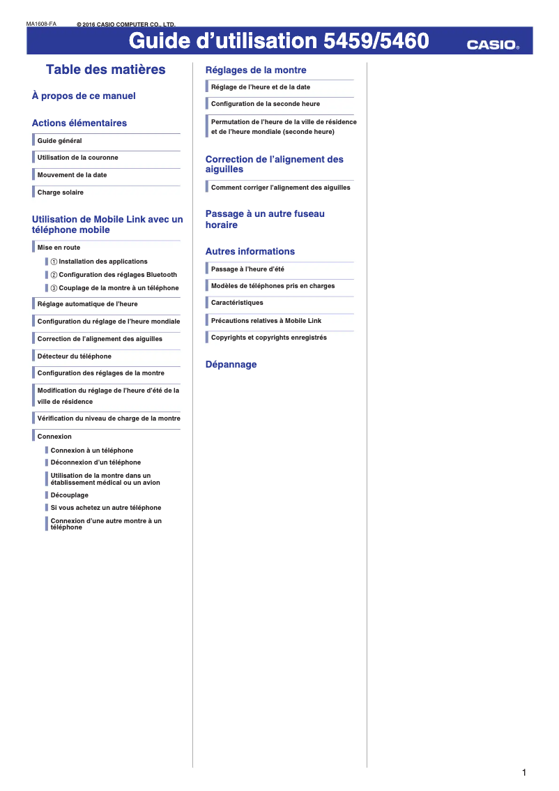 Page 1 de la notice Manuel utilisateur Casio 5460