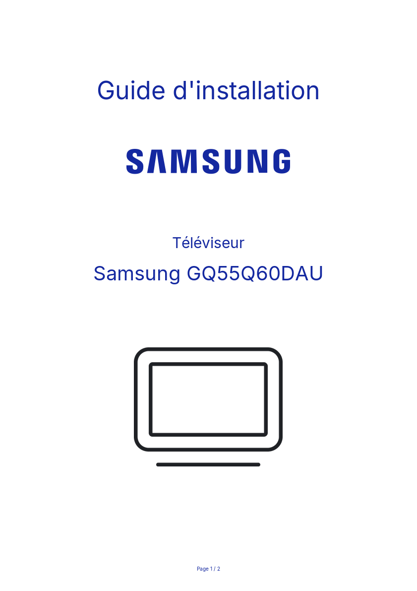 Page n°1 - Guide d'installation Samsung GQ55Q60DAU