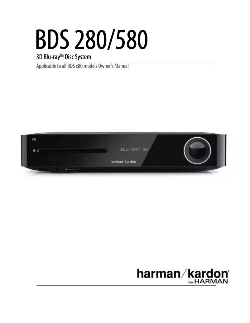Page 1 de la notice Manuel utilisateur Harman Kardon BDS 480
