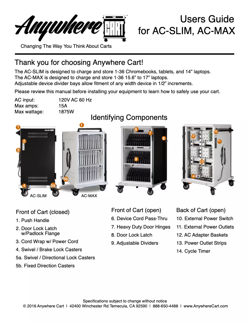 Image de la première page du manuel de l'appareil AC-SLIM