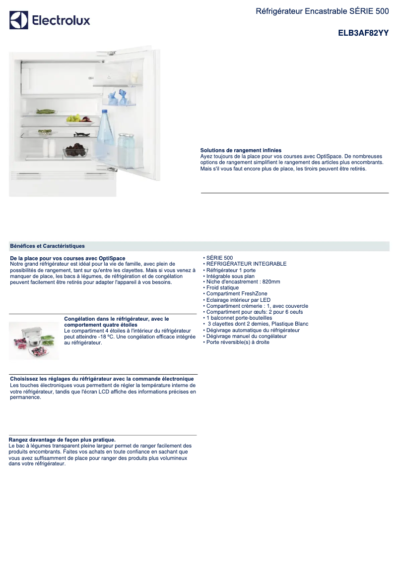 Page n°1 - Fiche technique Electrolux ELB3AF82YY