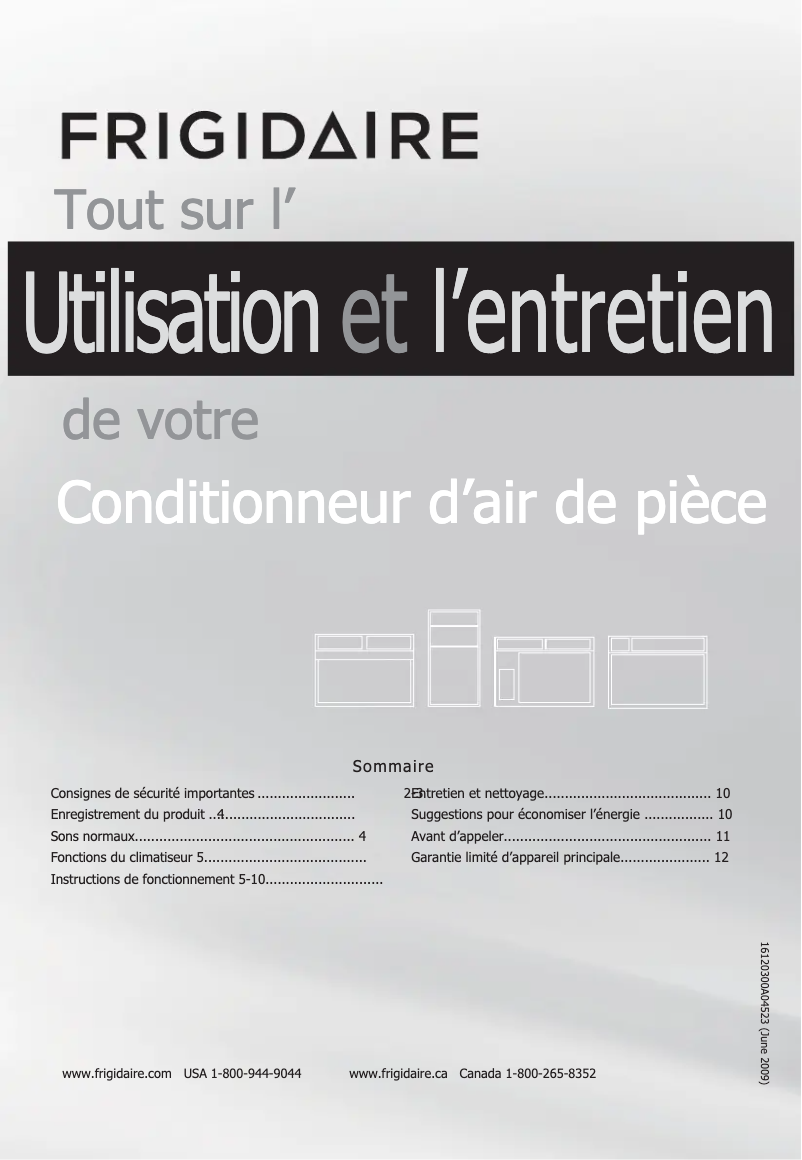 Page 1 de la notice Manuel utilisateur Frigidaire FFRS0822S1