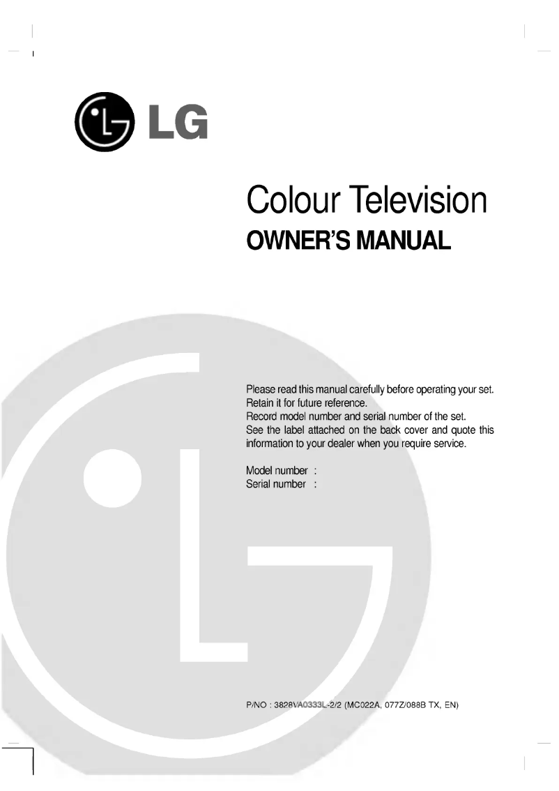 Page n°1 - Manuel utilisateur LG RE-29FA33PX
