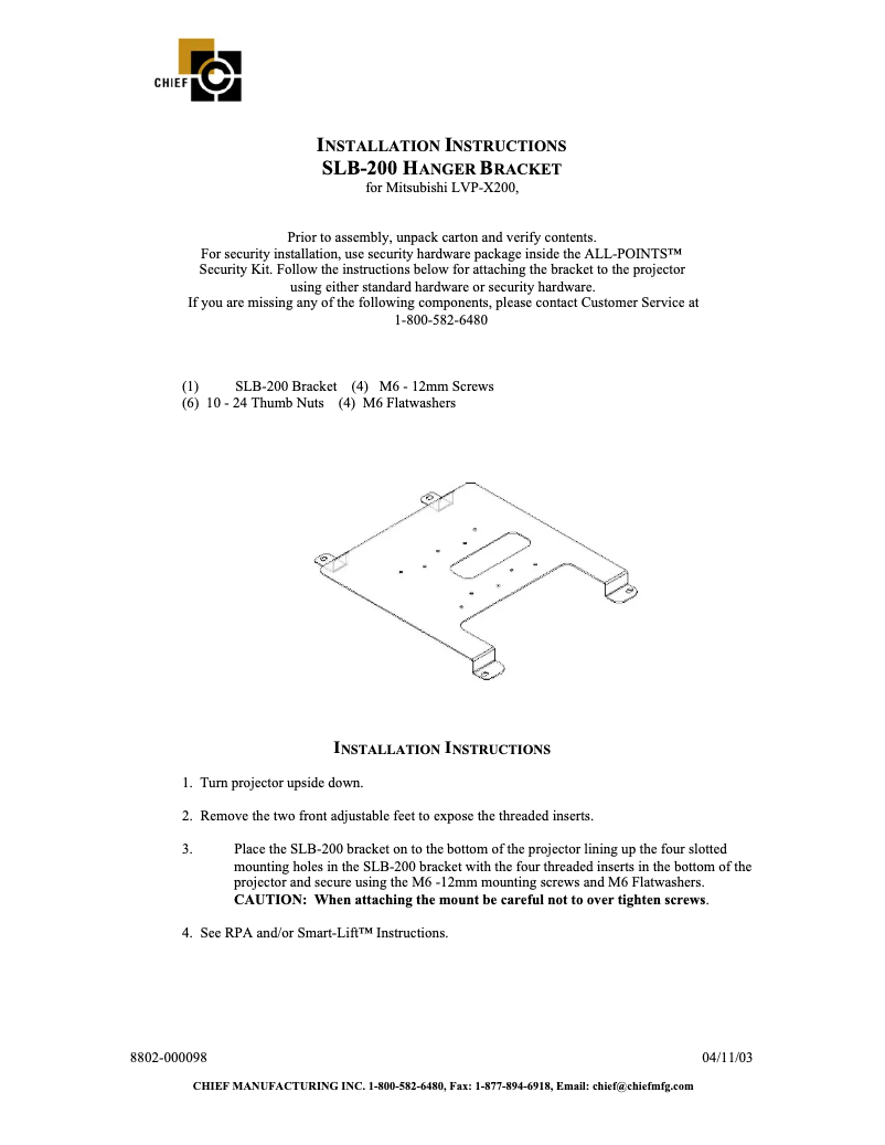 Page n°1 - Manuel utilisateur Chief SLM200