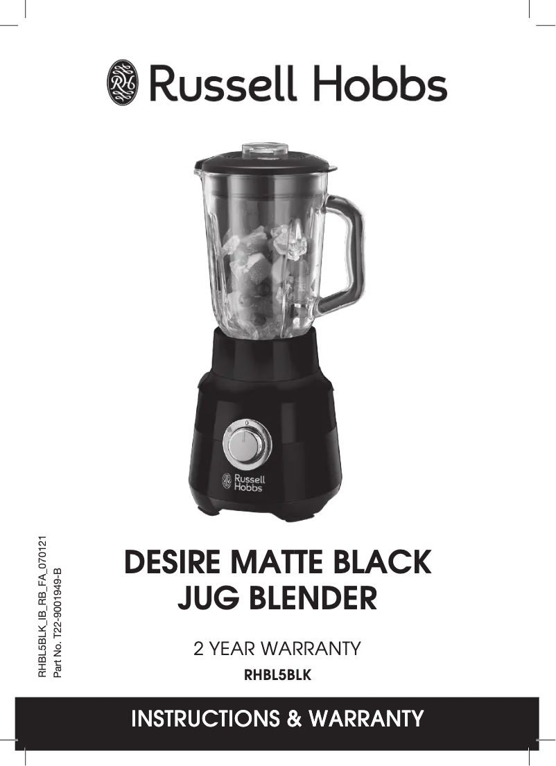 Page 1 de la notice Fiche technique Russell Hobbs Desire Matte Black RHSM5BLK