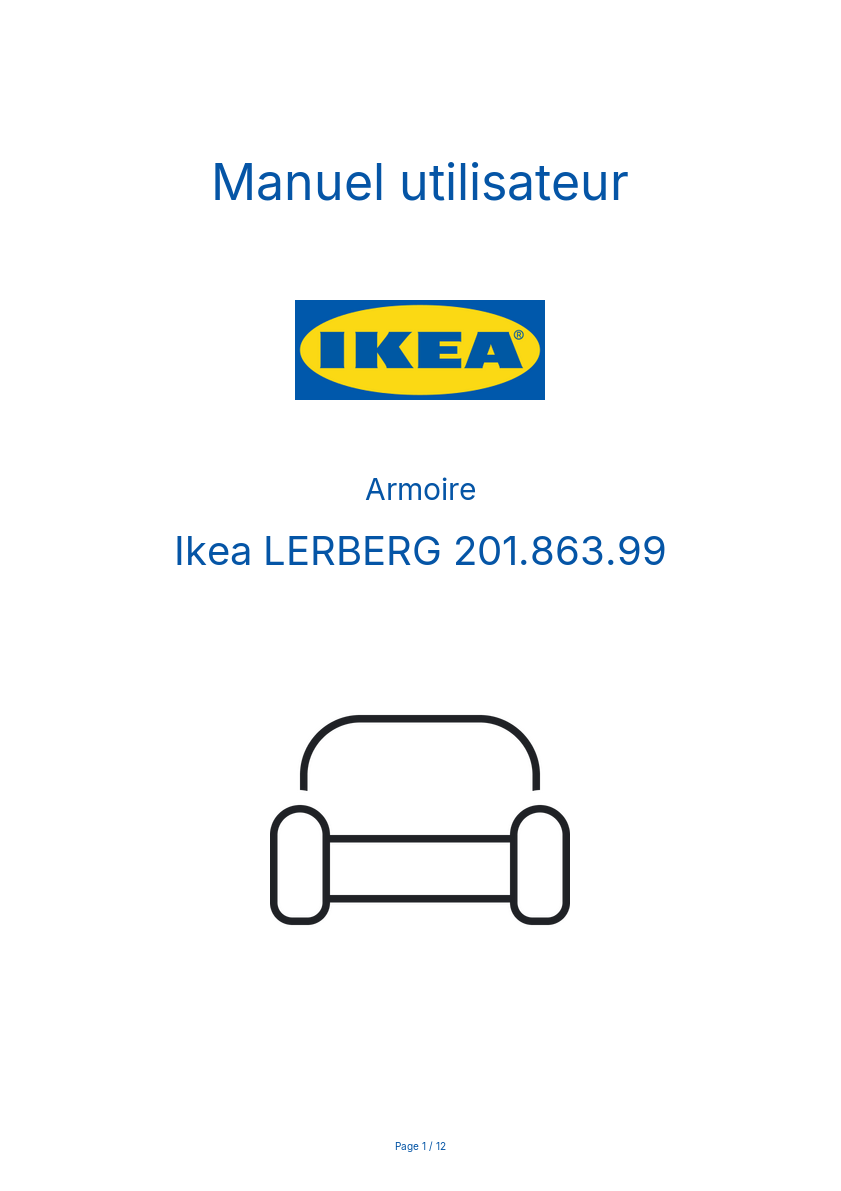 Page 1 de la notice Manuel utilisateur Ikea LERBERG 201.863.99