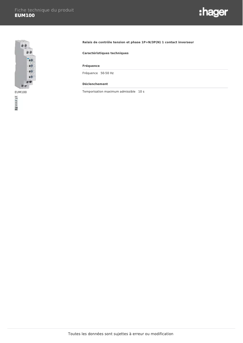 Image de la première page du manuel de l'appareil EUM100