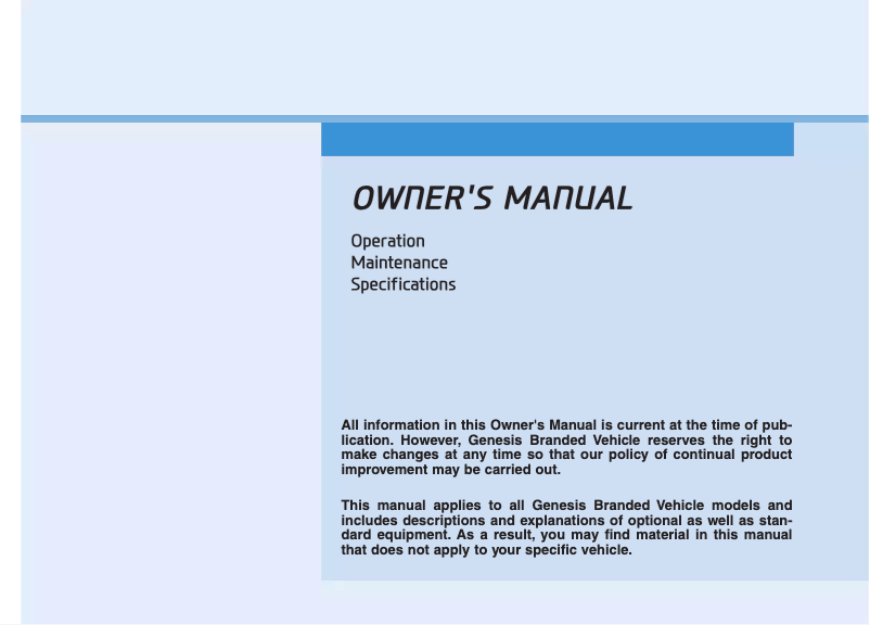 Page 1 de la notice Manuel utilisateur Genesis G80 (2018)