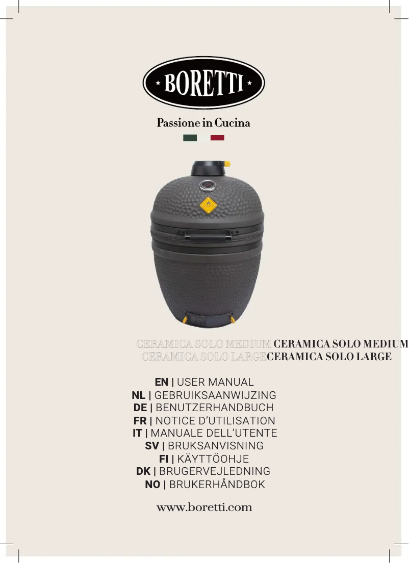 Page 1 de la notice Manuel utilisateur Boretti Ceramica Solo Large