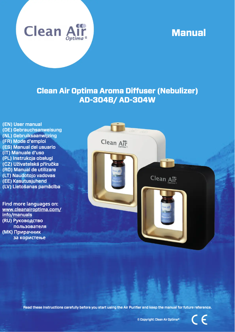 Page 1 de la notice Manuel utilisateur Clean Air Optima AD-304B