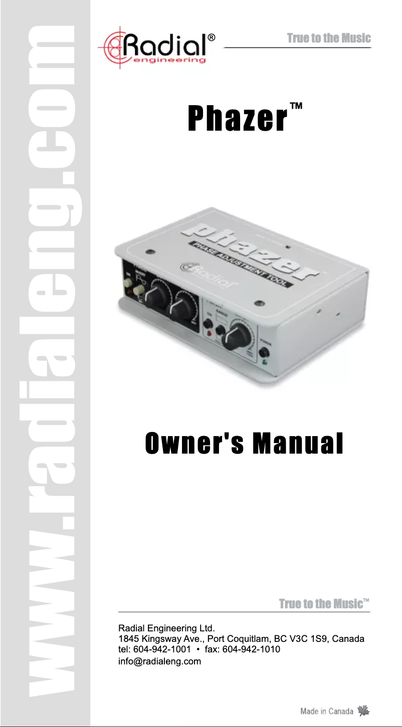 Image de la première page du manuel de l'appareil Phazer