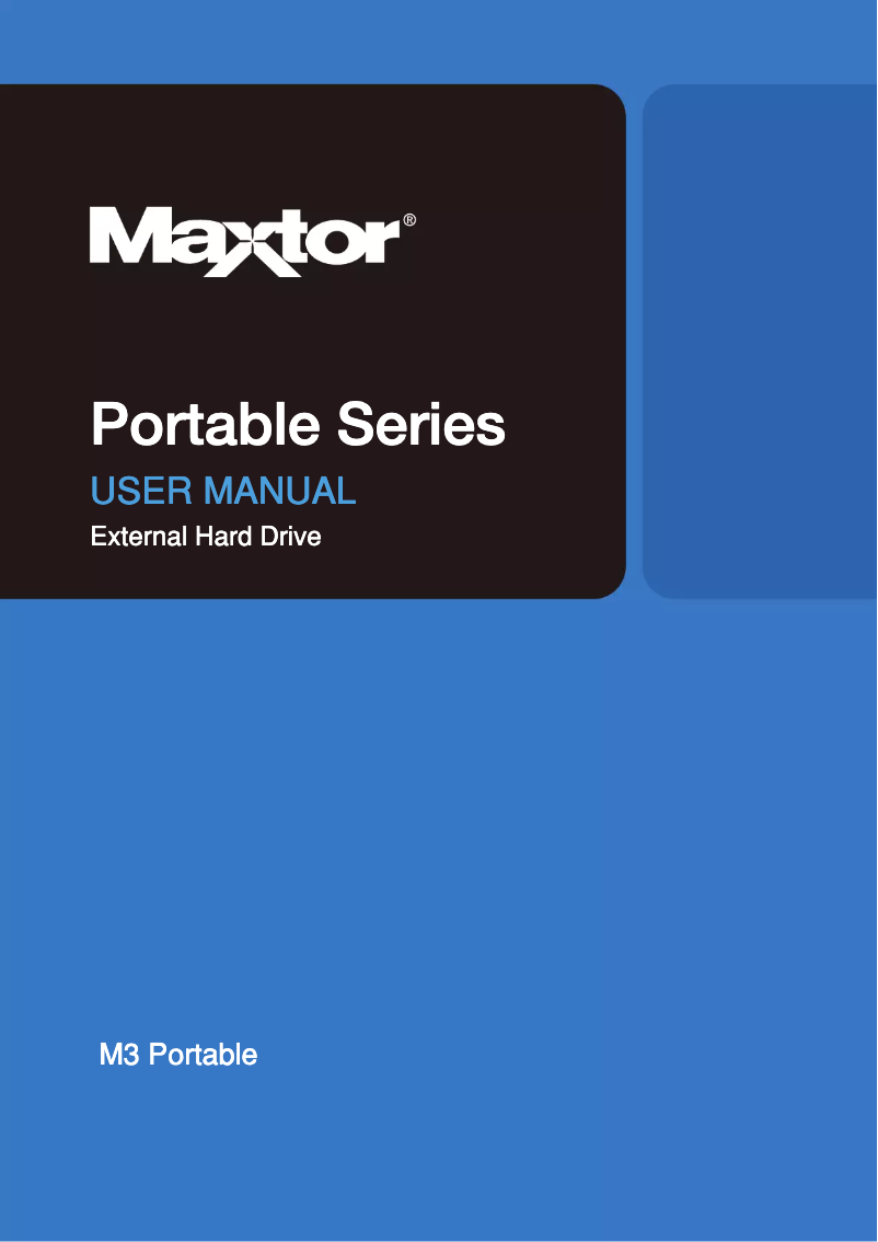 Image de la première page du manuel de l'appareil Maxtor M3 Portable