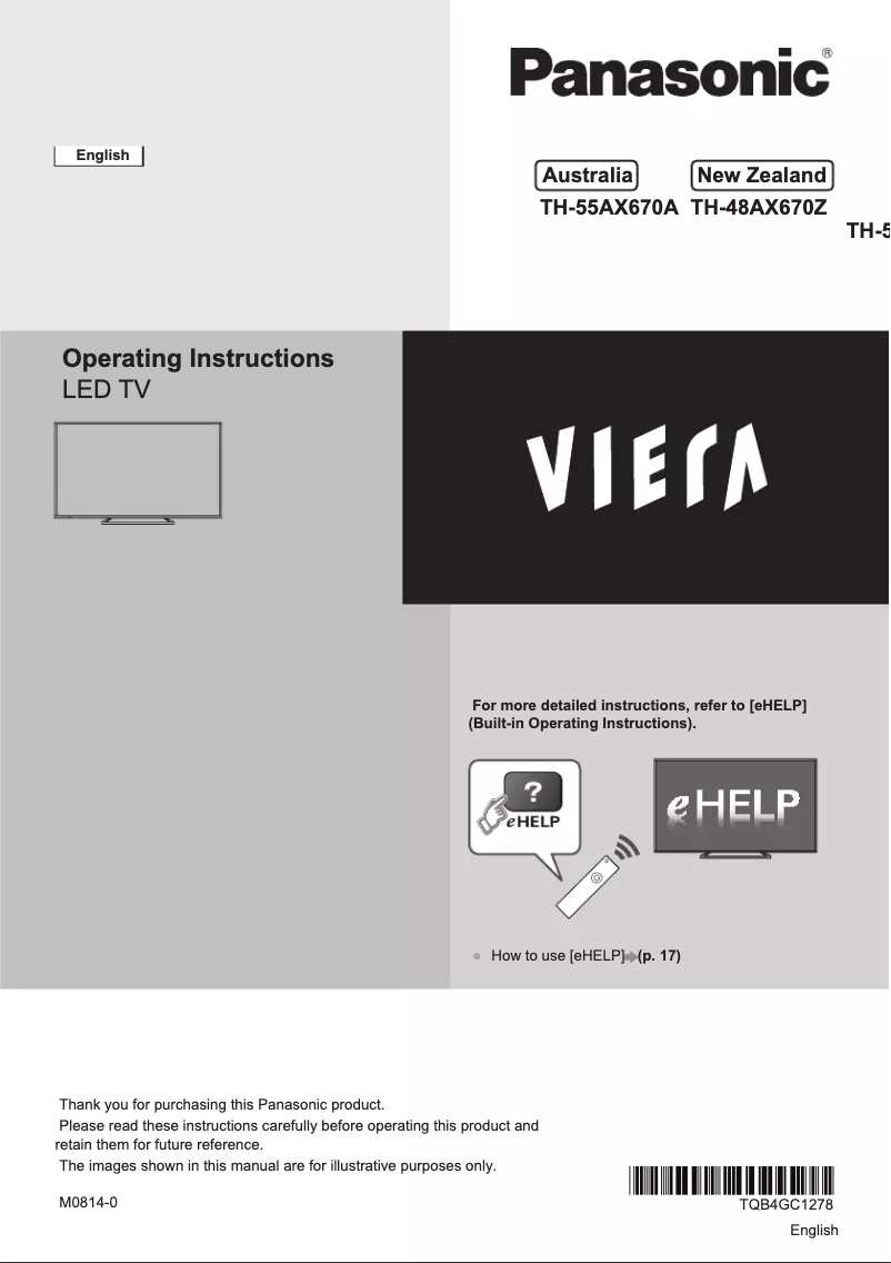 Page 1 de la notice Manuel utilisateur Panasonic TH-55AX670Z