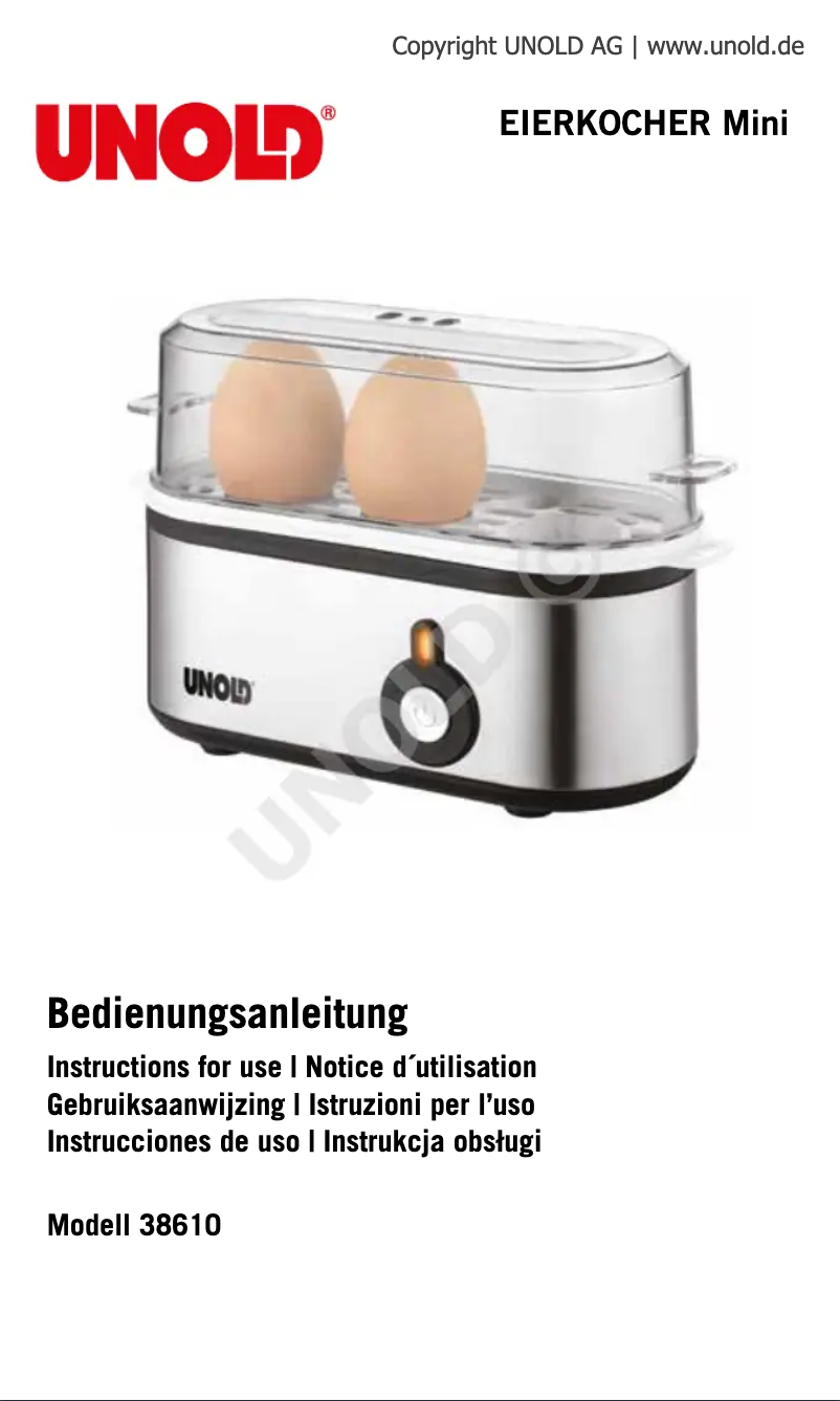 Page 1 de la notice Manuel utilisateur Unold Mini 38610