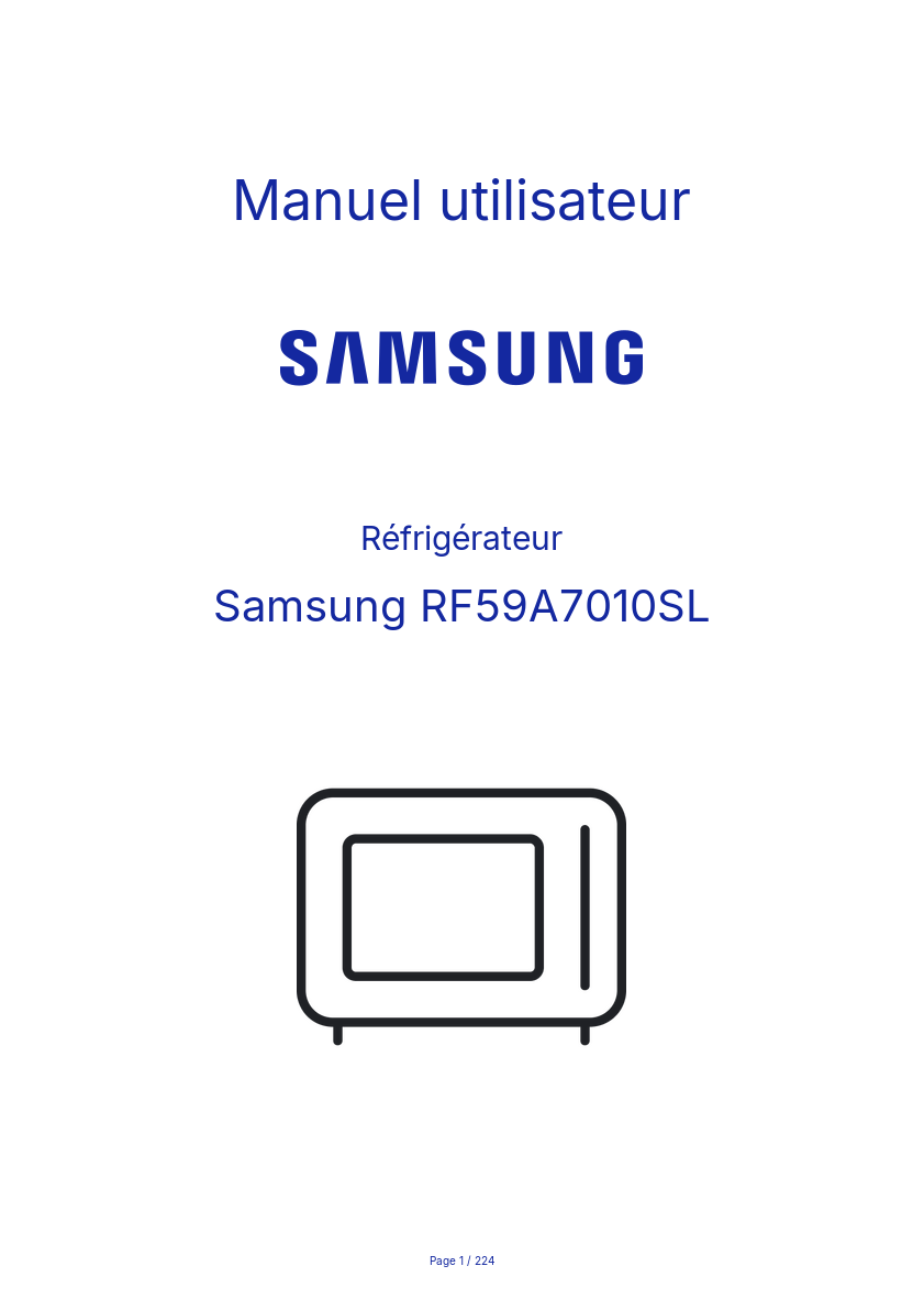 Page n°1 - Manuel utilisateur Samsung RF59A7010SL