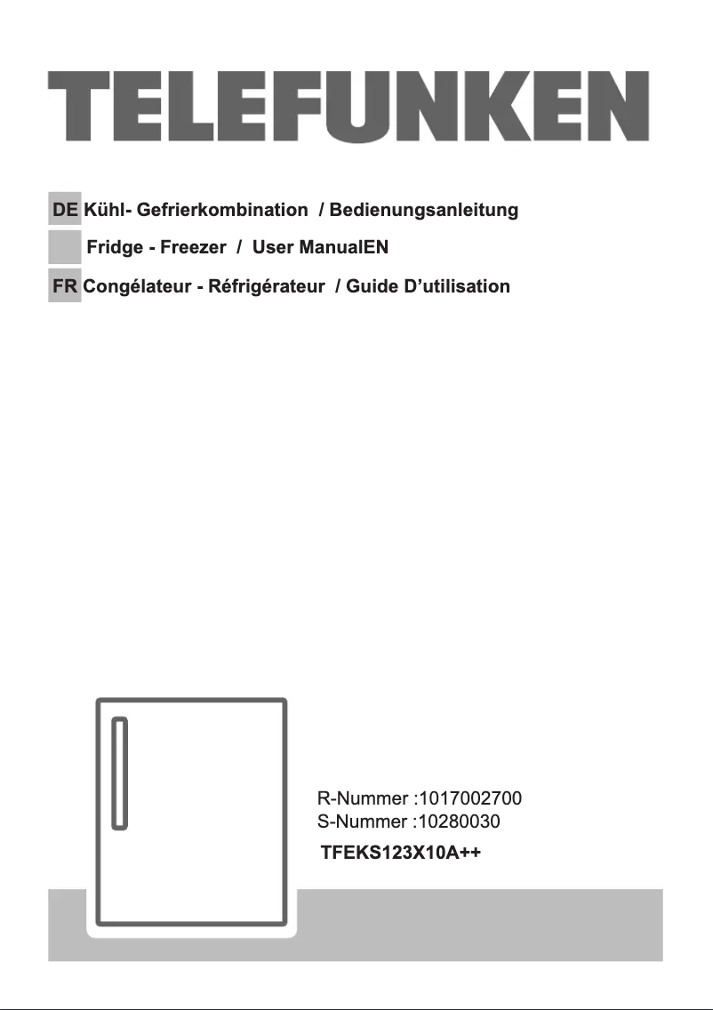 Page n°1 - Manuel utilisateur Telefunken TFEKS123X10A++