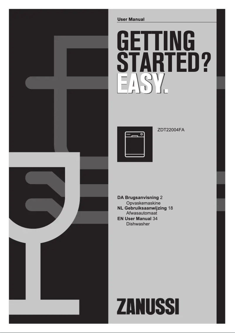 Page 1 de la notice Manuel utilisateur Zanussi ZDT22004FA