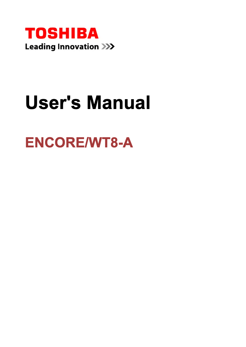 Page n°1 - Manuel utilisateur Toshiba Encore
