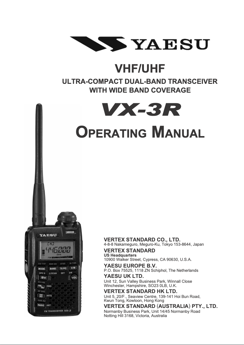 Página 1 del manual Manual de usuario Yaesu VX-3R