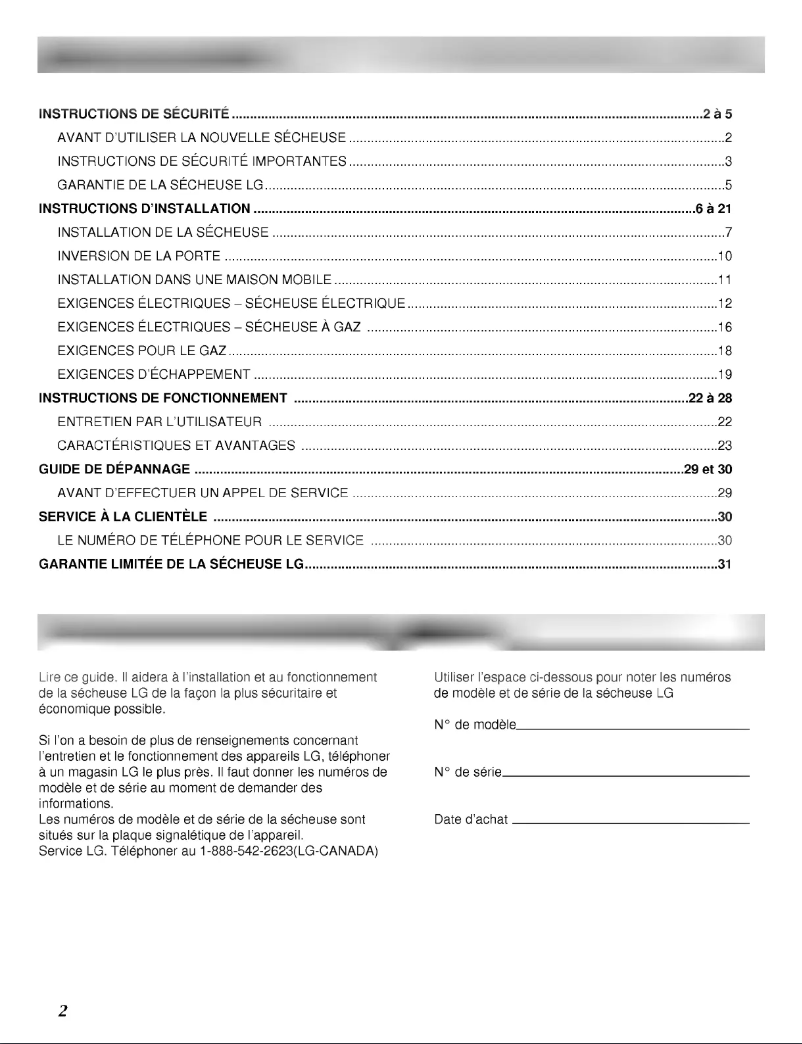 Page n°1 - Manuel utilisateur LG TD-V10031G