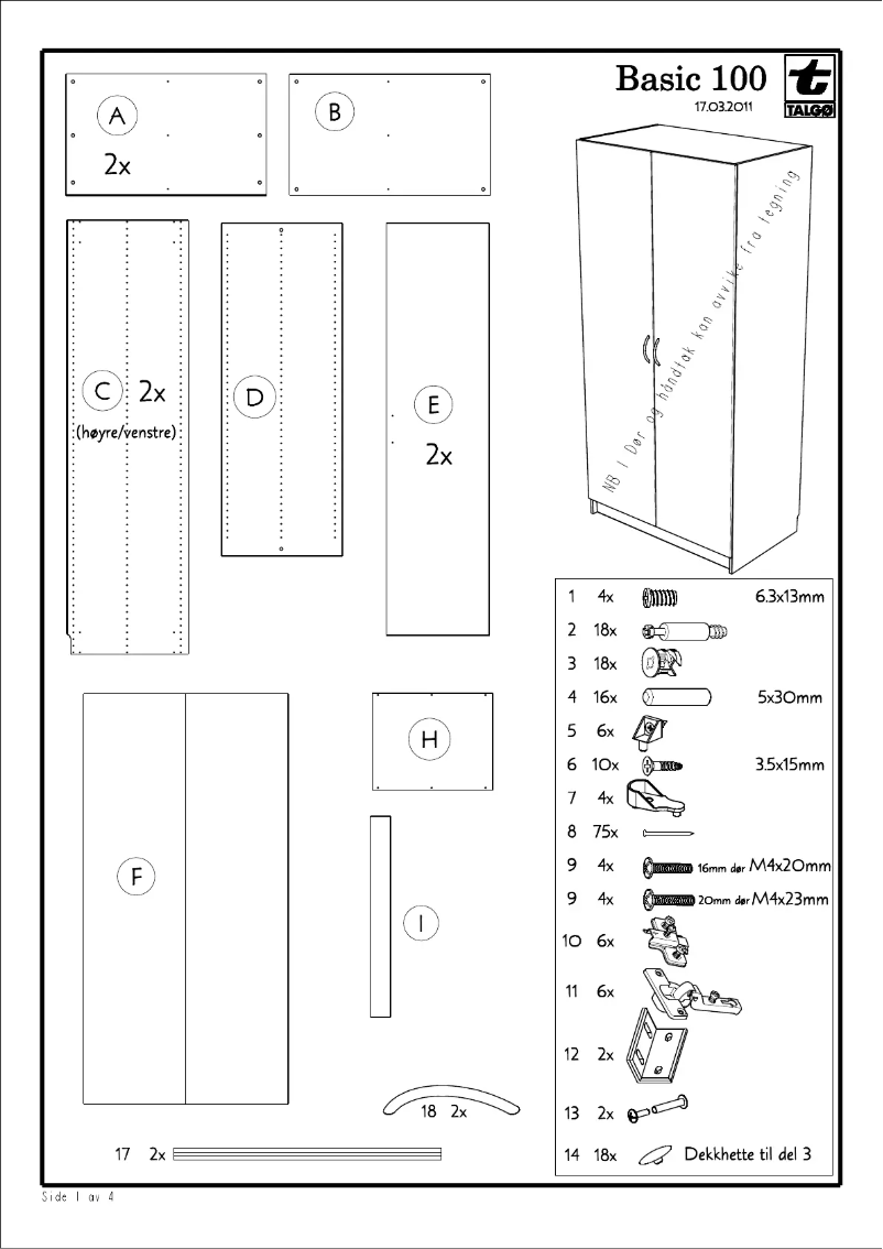 Page 1 de la notice Manuel utilisateur Talgø Basic (100cm)