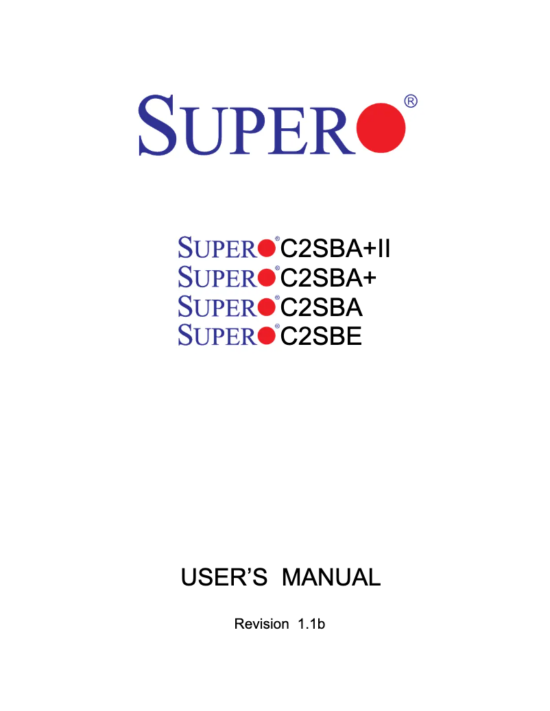 Page 1 de la notice Manuel utilisateur Supermicro C2SBA