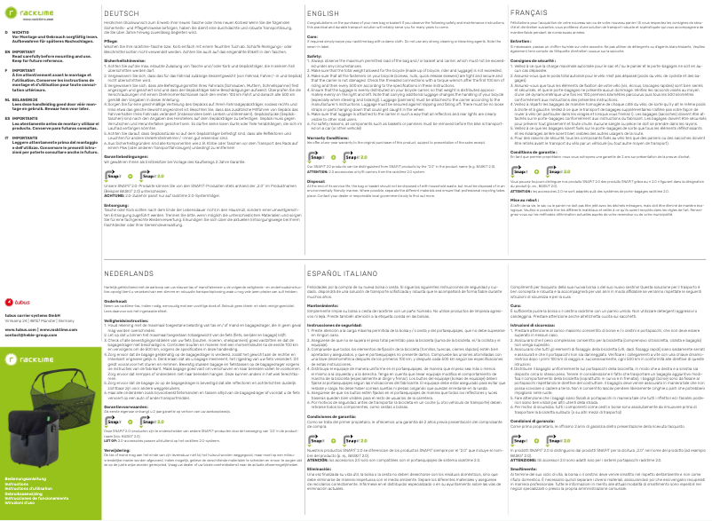 Page 1 de la notice Manuel utilisateur Racktime 13012