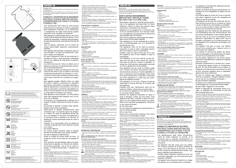 Page 1 de la notice Manuel utilisateur Solac Helsinki CT8695