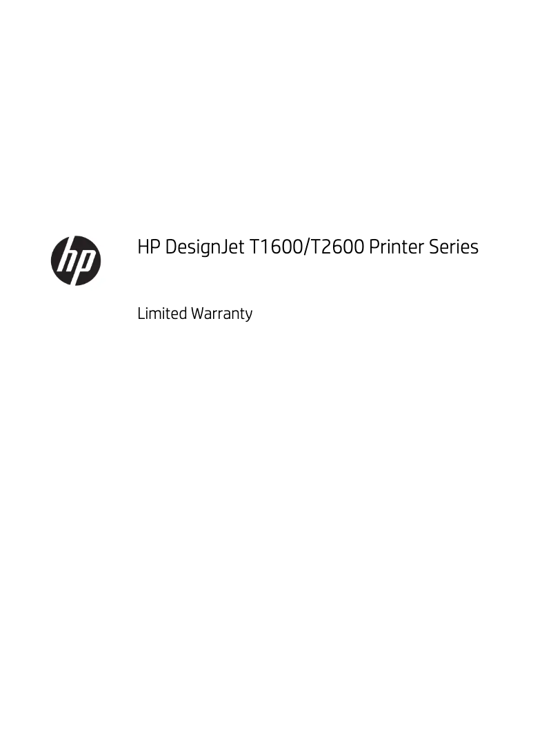 Page 1 de la notice Informations de garantie HP DesignJet T2600