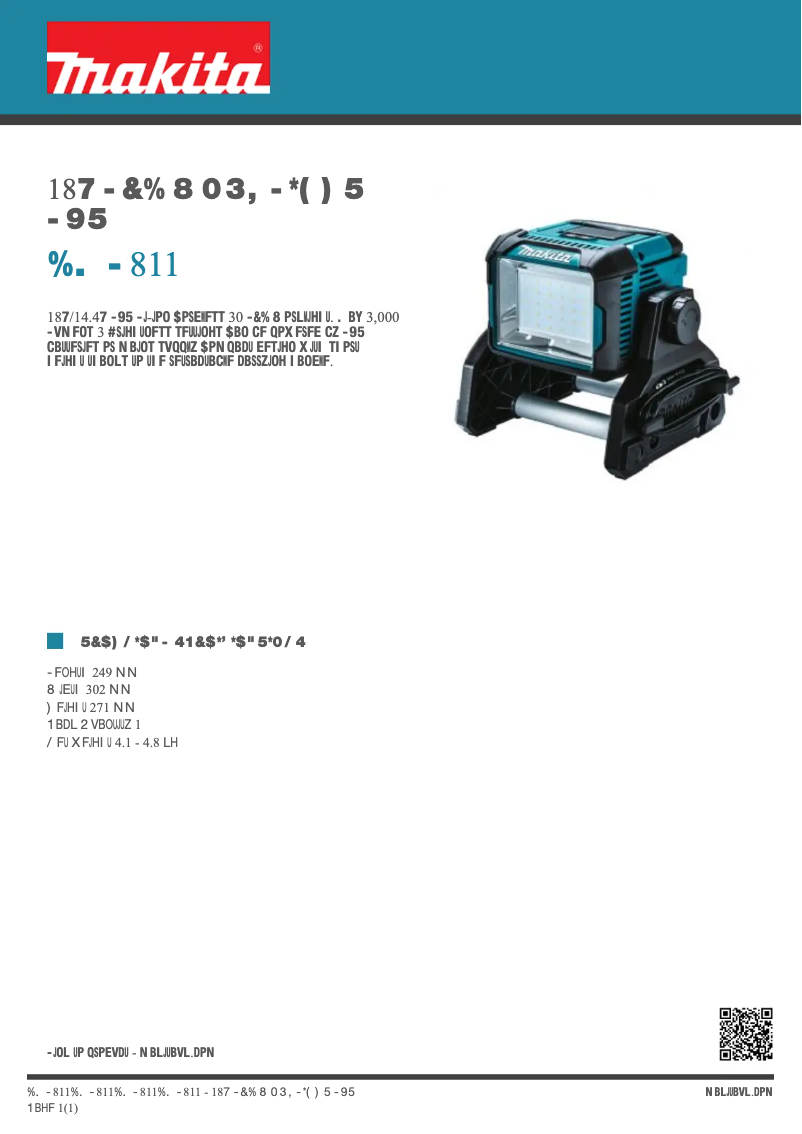 Page 1 de la notice Fiche technique Makita DML811