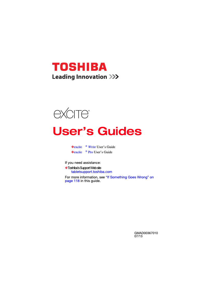 Page n°1 - Manuel utilisateur Toshiba Exite Write AT10PE