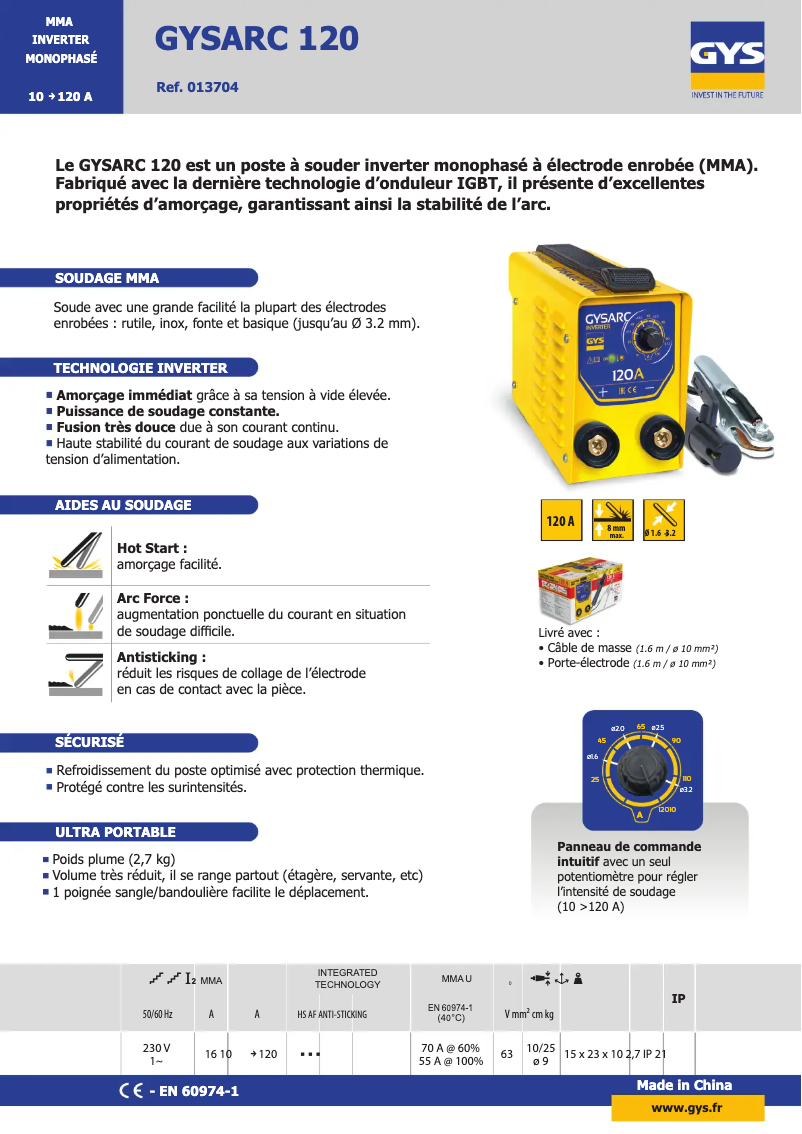 Image de la première page du manuel de l'appareil Gysarc 120