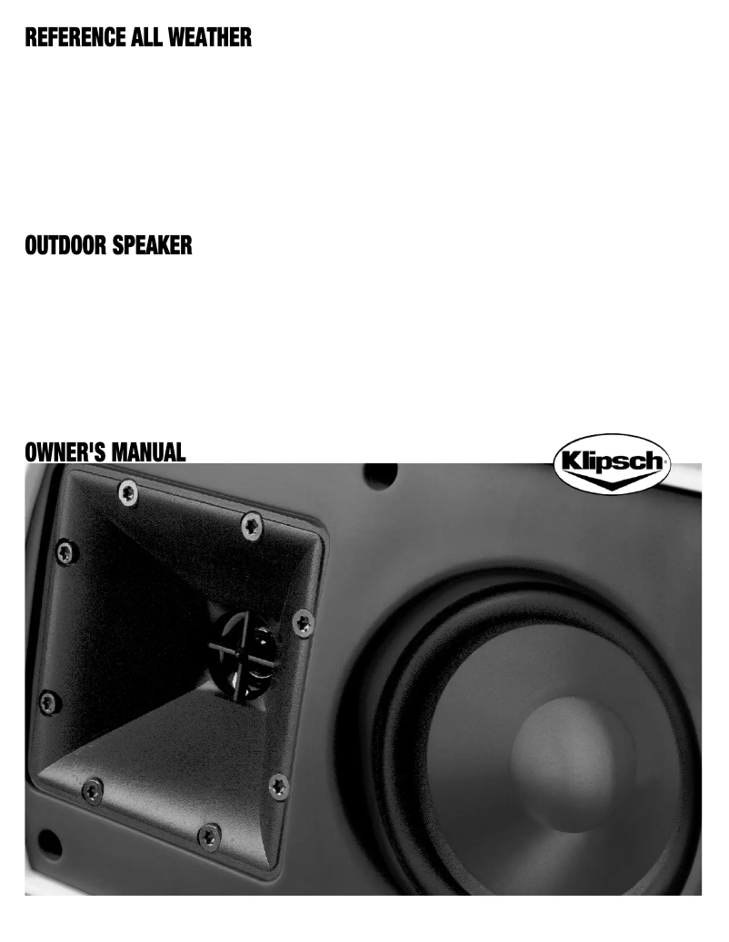 Page n°1 - Manuel utilisateur Klipsch AW-525