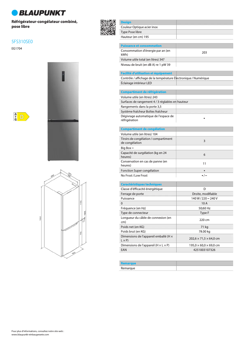 Image de la première page du manuel de l'appareil 5FS310SE0