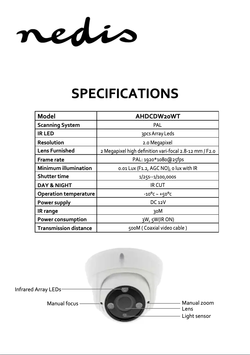 Página 1 del manual Manual de usuario Nedis AHDCDW20WT