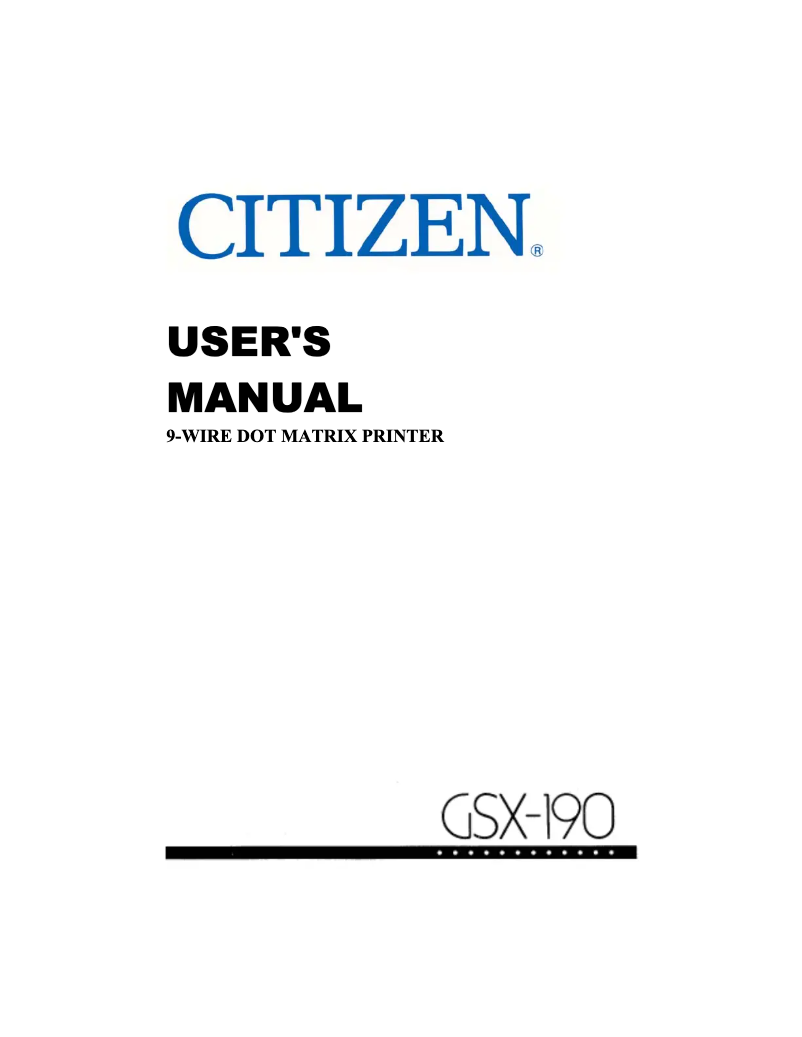 Page 1 de la notice Manuel utilisateur Citizen GSX-190