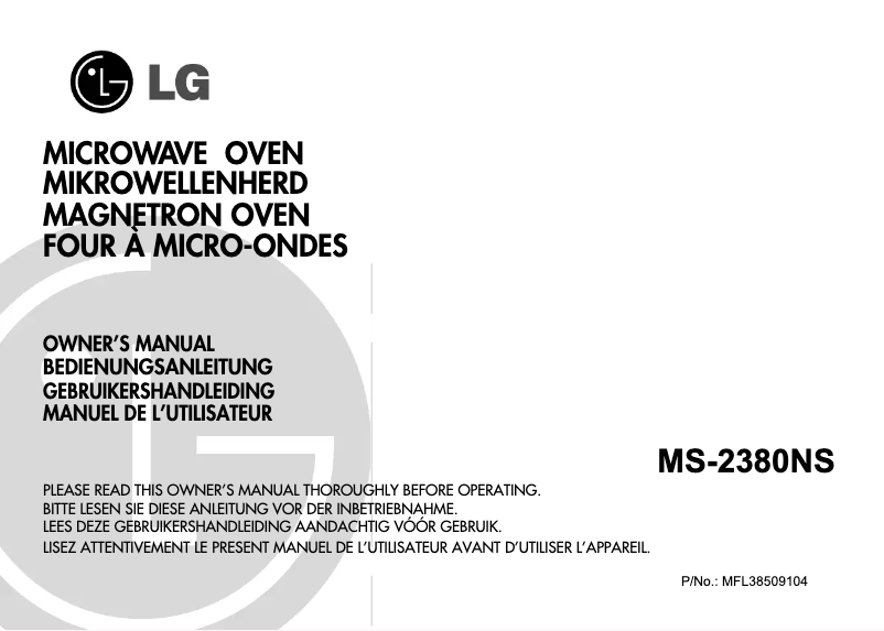 Page n°1 - Manuel utilisateur LG MS-2380NS