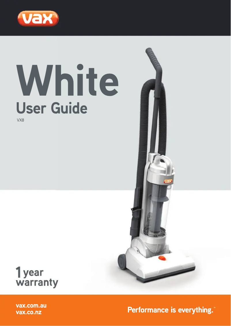 Image de la première page du manuel de l'appareil White VX8