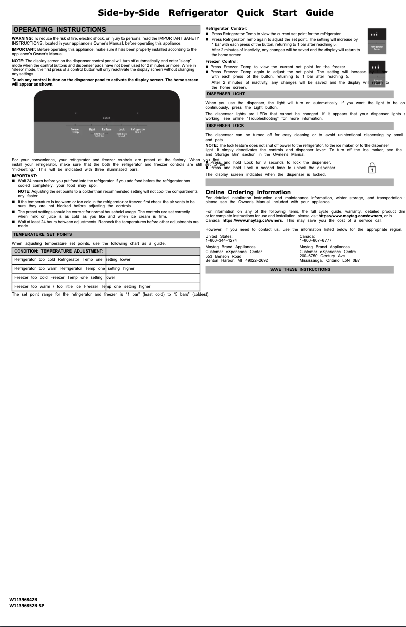 Page n°1 - Guide de démarrage rapide Maytag MSS25C4MGW