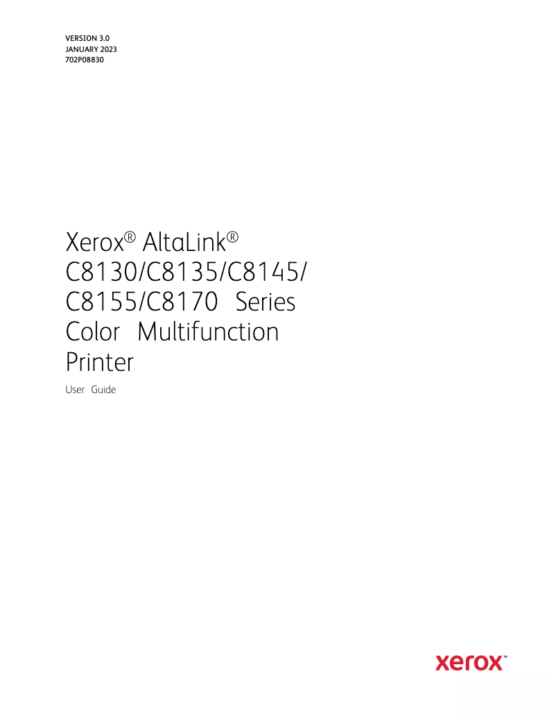 Page 1 de la notice Manuel utilisateur Xerox AltaLink C8145