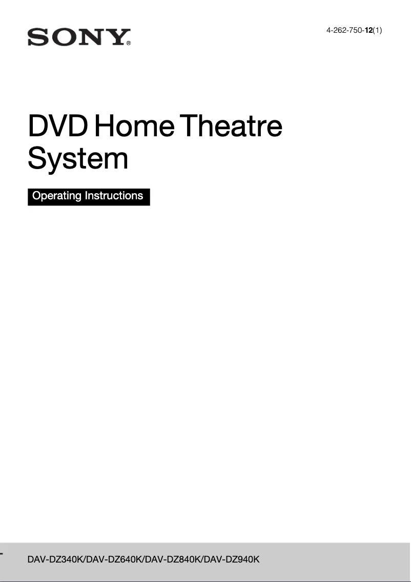 Page n°1 - Manuel utilisateur Sony DAV-DZ340M