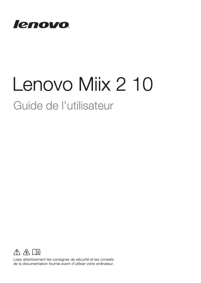 Page n°1 - Manuel utilisateur Lenovo Miix 2 10