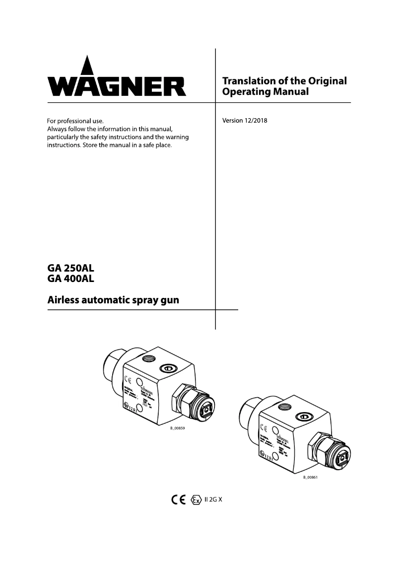 Page n°1 - Manuel utilisateur Wagner GA 250AL