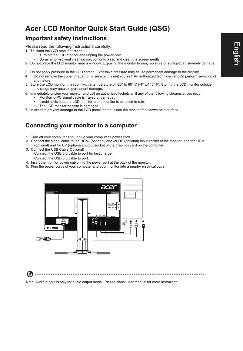 Página 1 del manual Guía de inicio rápido Acer XB271H