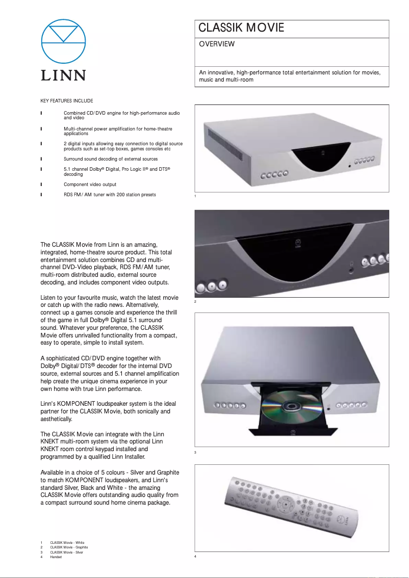 Page n°1 - Fiche technique Linn Classik Movie 05