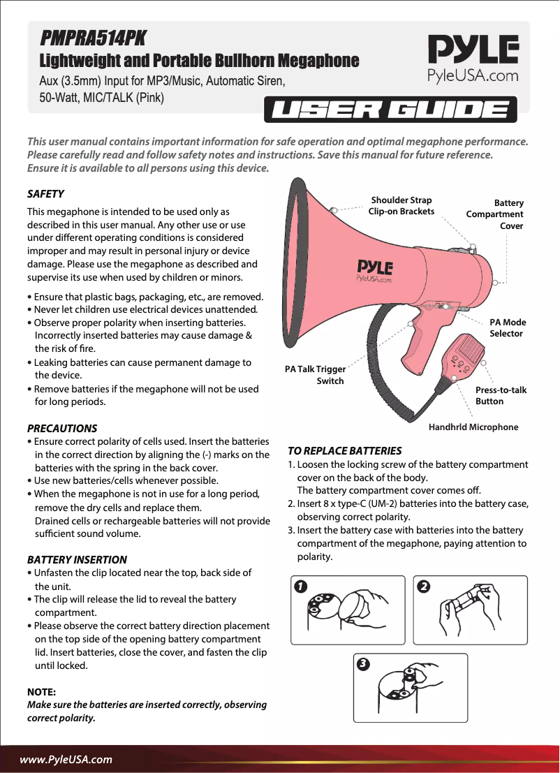 Image de la première page du manuel de l'appareil PMPRA514PK