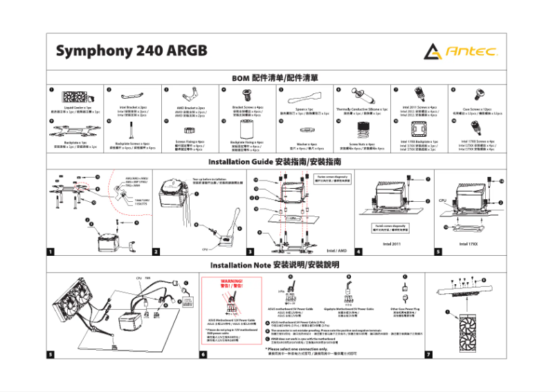 Page 1 de la notice Manuel utilisateur Antec Symphony 360 ARGB