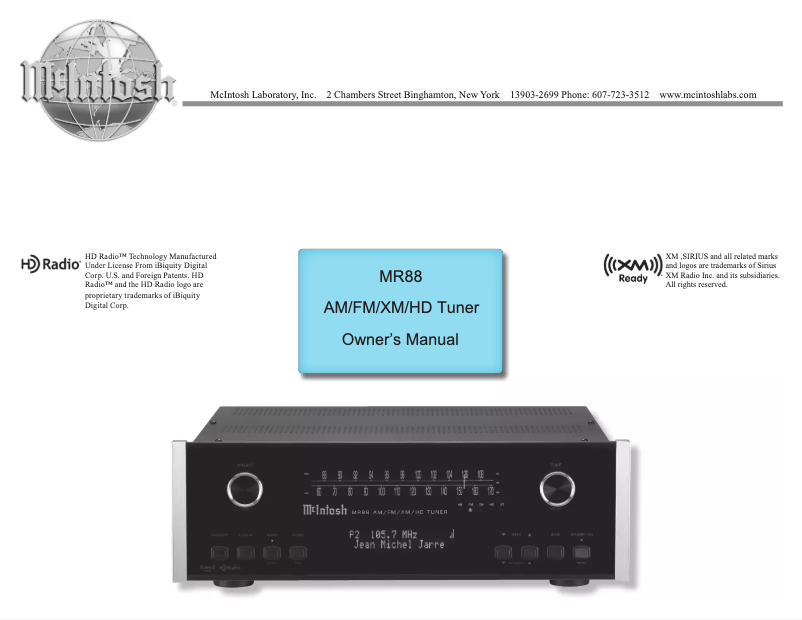 Page 1 de la notice Manuel utilisateur McIntosh MR88